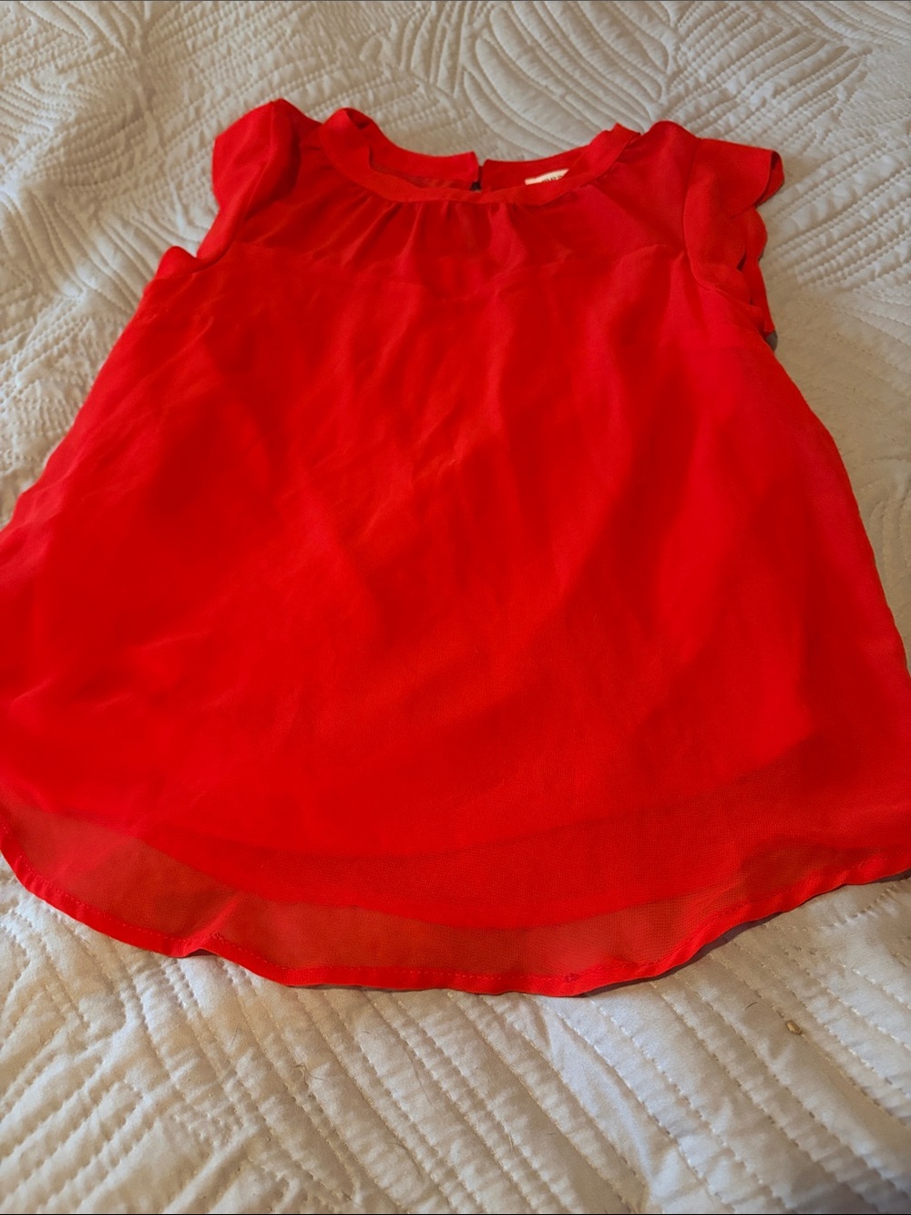 Monteau Vibrant Red Chiffon Cap Sleeve Blouse